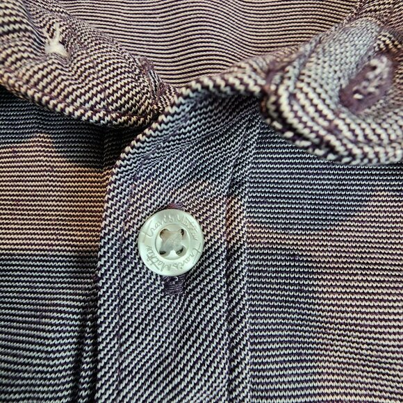 Travis Mathew Micro Stripe Golf Polo Short Sleeve Purple White Active Prep XXXL - Picture 3 of 12